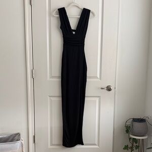 Oh Polly Black V-Neck Maxi Gown